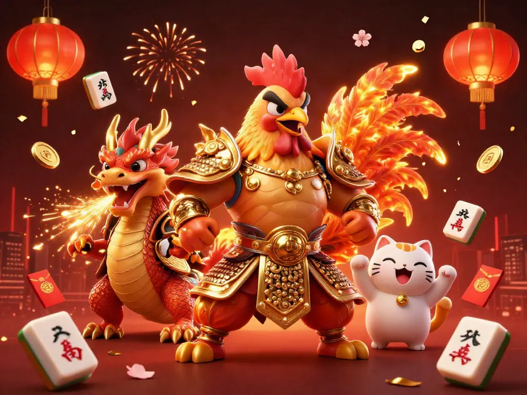 Experience the excitement of QS88 with our vibrant 3D cartoon fighting rooster and dragon illustration, capturing the energetic spirit of gaming.