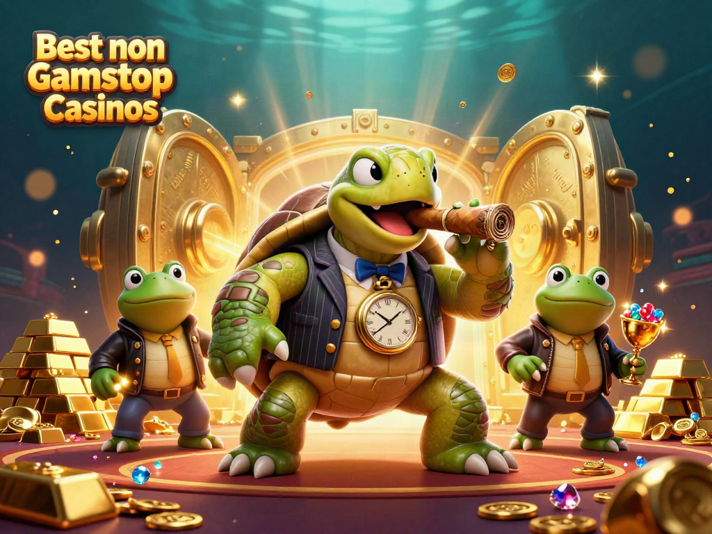 Experience the thrilling ambiance of the Best non Gamstop Casinos with a mobster turtle and bullfrog enforcers.