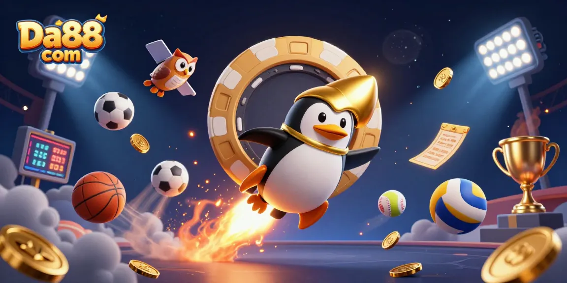 Experience the thrill of gambling at Da88 com with a vibrant space-themed casino illustration.