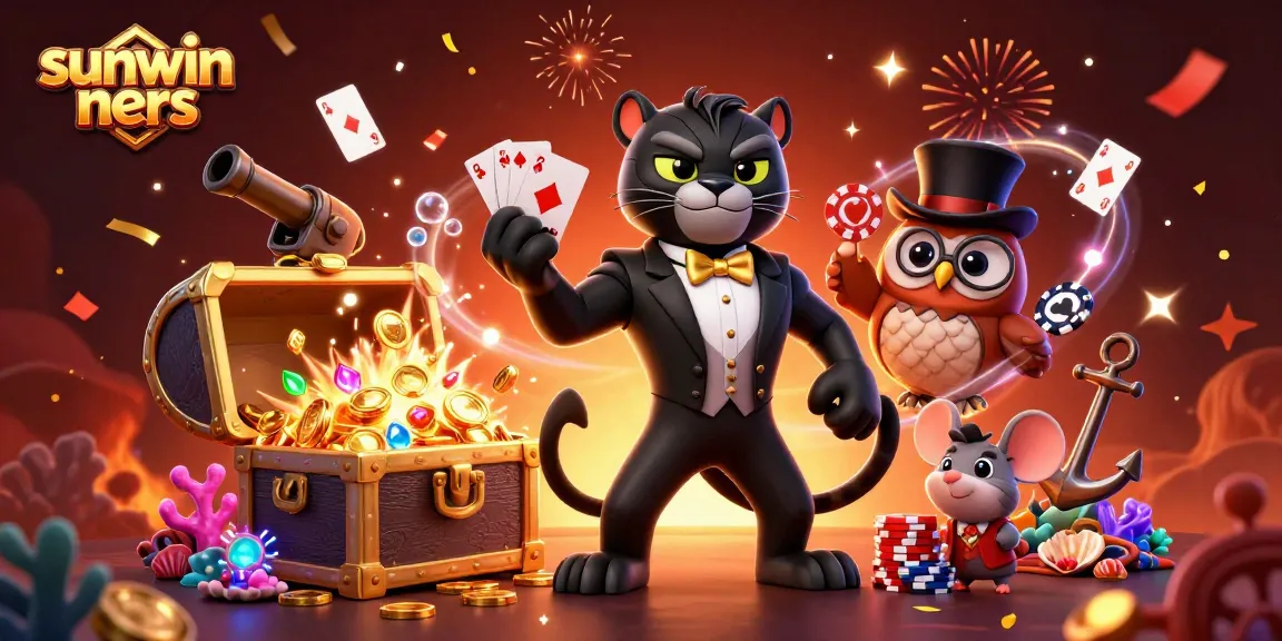 Engage with sunwin ners as a stylish panther deals cards at a vibrant casino scene.