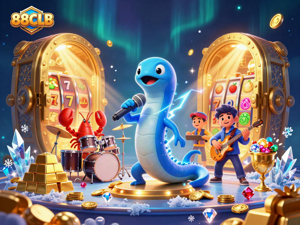 Experience vibrant entertainment at 88CLB with lively underwater casino characters and gold treasures.