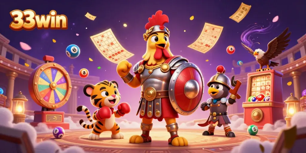 Experience the thrilling world of 33win with dynamic gaming elements and characters.