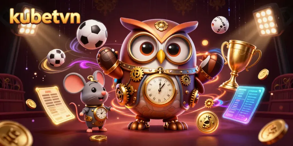 Engage in thrilling activities at kubetvn with futuristic steampunk elements and dynamic sports imagery.