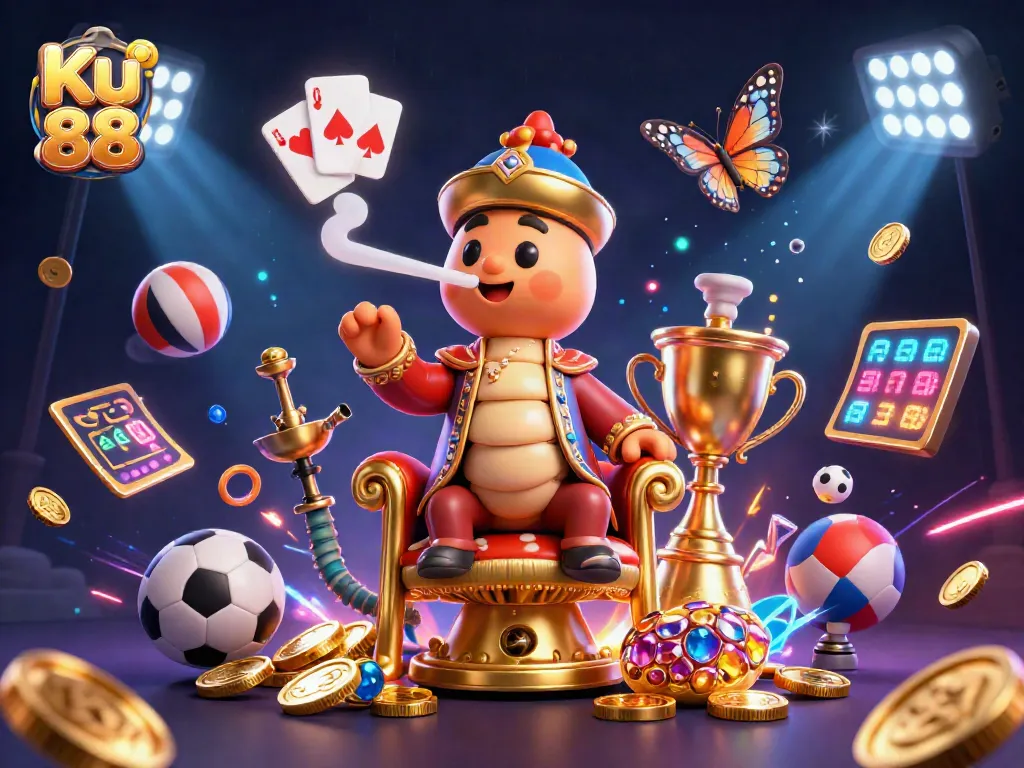 Engage with Ku 88's betting excitement surrounded by sports elements and dynamic visuals.