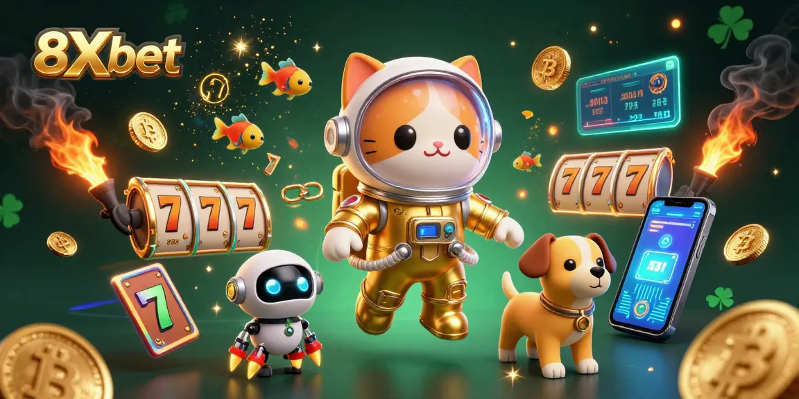 Experience the thrilling gameplay of 8Xbet slots with dynamic scenes of vibrant 3D characters and interactive elements.
