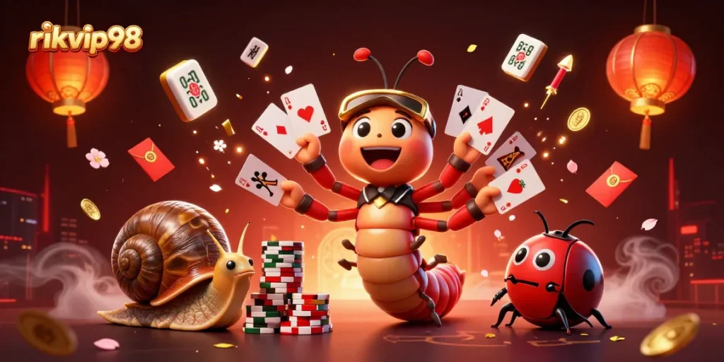 Experience thrilling gameplay at rikvip98 with vibrant characters and exciting casino elements.