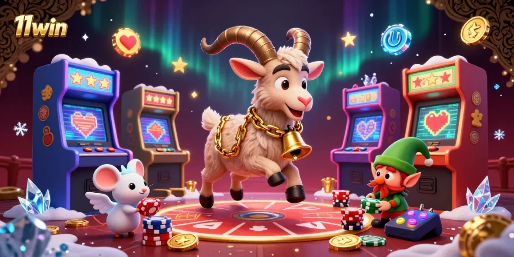 Engage with the festive 11win casino featuring Krampus goat, angel mouse, and mischievous gremlins.